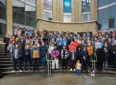 Musicians and composers gathered outside the Royal Concert Hall in Glasgow, where the city's Celtic Connections festival is based, to protest against BBC Scotland's proposed cuts to its specialist music programming. Picture: Derek Clark