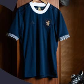The new Scotland strip marking the 150th anniversary of the national team. Picture: Scottish FA