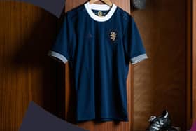 The new Scotland strip marking the 150th anniversary of the national team. Picture: Scottish FA