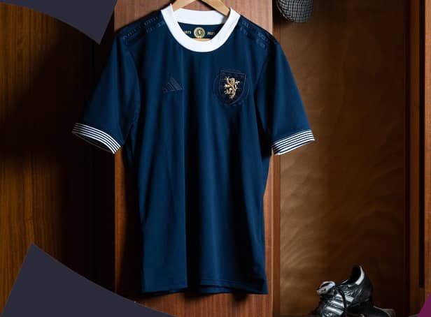 The new Scotland strip marking the 150th anniversary of the national team. Picture: Scottish FA