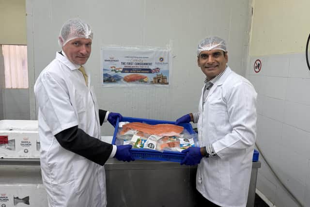 Owen Richards, Deputy Head of Mission at the British Deputy High Commission in Bengaluru, with Kedarnath Reddy of Sashimi Foods.