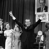 Republican candidate Richard Nixon celebrates winning the 1968 US presidential election (Picture: AFP via Getty Images)