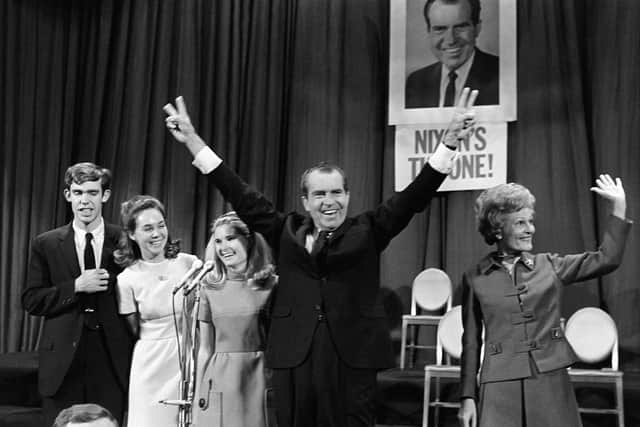 Republican candidate Richard Nixon celebrates winning the 1968 US presidential election (Picture: AFP via Getty Images)