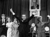 Republican candidate Richard Nixon celebrates winning the 1968 US presidential election (Picture: AFP via Getty Images)
