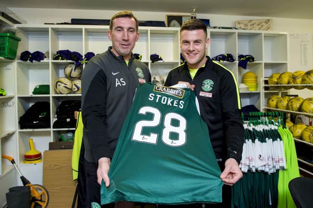Ex-Hibs manager Alan Stubbs with Anthony Stokes, the hero of the 2016 Scottish Cup final with two goals and a man-of-the-match performance while on loan from Celtic. He would return to Hibs in 2017 but was let go after an incident during the club's winter-break training camp.