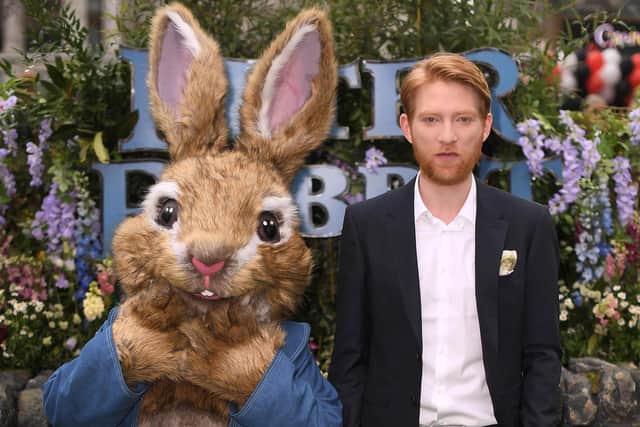 Domhnall Gleeson, who plays Thomas McGregor, at the Peter Rabbit premiere in London, 2018.