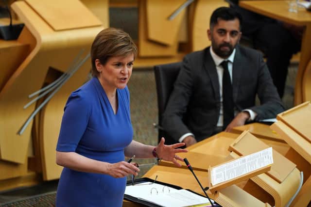 First Minister of Scotland Nicola Sturgeon during a Covid briefing at the Scottish Parliament in Holyrood
