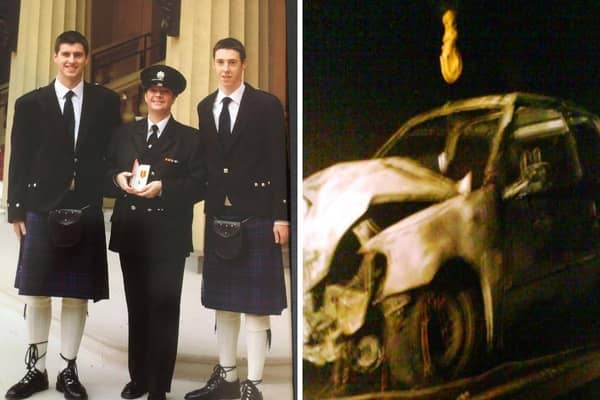 A firefighting mum has revealed how her “heart stopped” when she attended a fireball car smash - and learned her own son was involved.