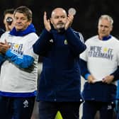 Scotland manager Steve Clarke applauds fans at full time after the 3-3 draw with Norway at Hampden. (Photo by Alan Harvey / SNS Group)