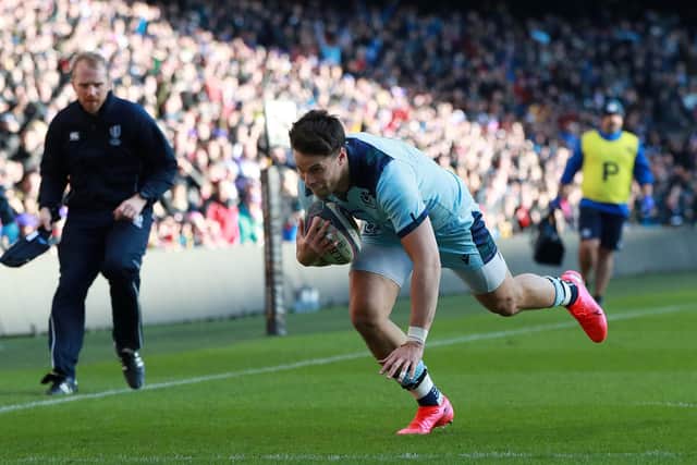 Sean Maitland scored two tries against France during the Six Nations match at Murrayfield in March. Picture: David Rogers/Getty Images