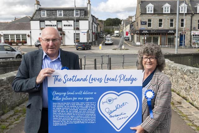 Leigh Sparks, chairman of Scotland’s Towns Partnership, with Cllr Gillian Owen, leader of Aberdeenshire Council