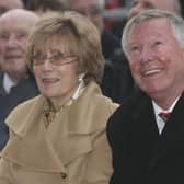 Lady Cathy Ferguson and Sir Alex Ferguson attend the statue unveiling of the former Manchester United manager at Old Trafford on November 23, 2012.  (Photo by John Peters/Manchester United via Getty Images)