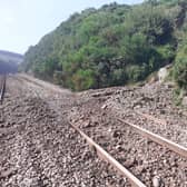 Landslip debris at Carmont. Picture: RAIB