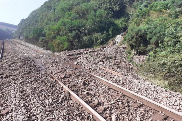 Landslip debris at Carmont. Picture: RAIB