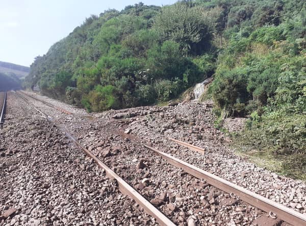 Landslip debris at Carmont. Picture: RAIB