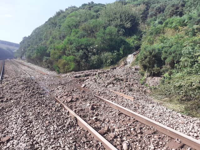 Landslip debris at Carmont. Picture: RAIB