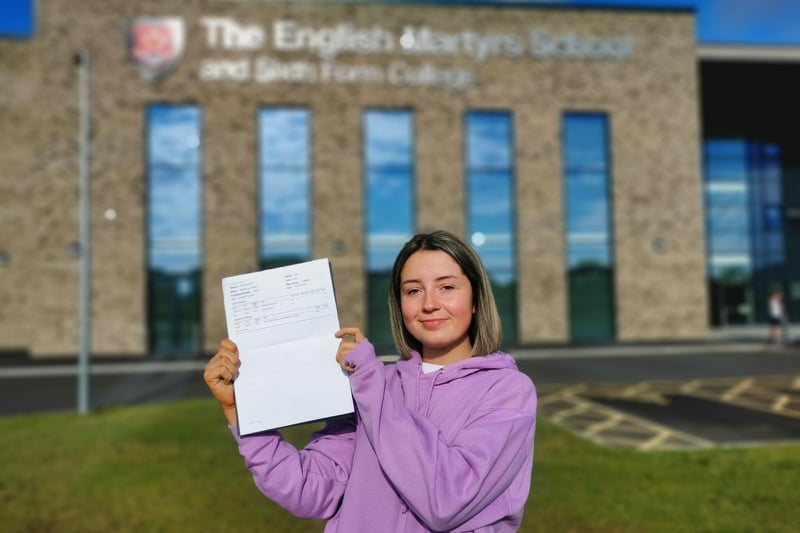 Marley Wood finding out her results at English Martyrs School and Sixth Form College.