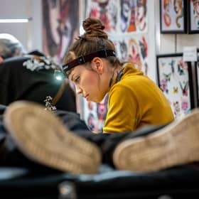 Inma from Red Point Tattoo, London. Pic: Bart Masiukiewicz aka Pictures in Blood.
