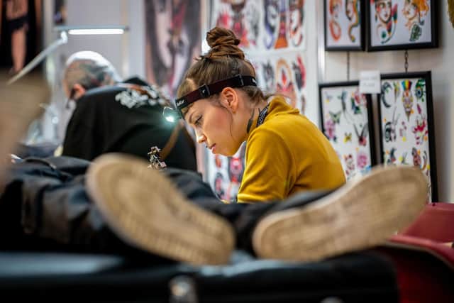 Inma from Red Point Tattoo, London. Pic: Bart Masiukiewicz aka Pictures in Blood.