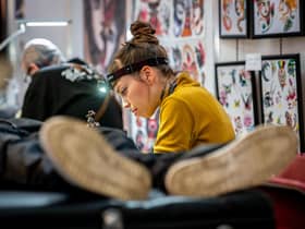 Inma from Red Point Tattoo, London. Pic: Bart Masiukiewicz aka Pictures in Blood.
