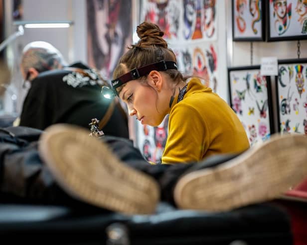 Inma from Red Point Tattoo, London. Pic: Bart Masiukiewicz aka Pictures in Blood.
