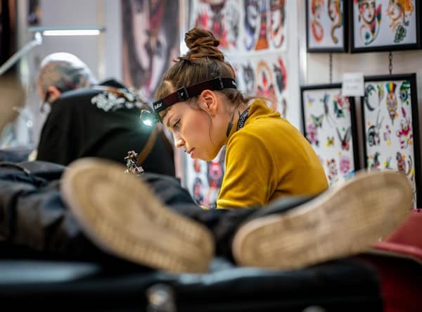 Inma from Red Point Tattoo, London. Pic: Bart Masiukiewicz aka Pictures in Blood.