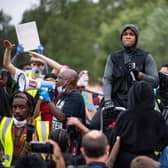 John Boyega speaks to the crowd during a Black Lives Matter protest in Hyde Park  (Getty Images)