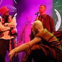 Kalush Orchestra, Eurovision winners from Ukraine, performing their first UK gig at Shangri-La's Truth Stage, during the Glastonbury Festival at Worthy Farm in Somerset. Picture date: Saturday June 25, 2022.