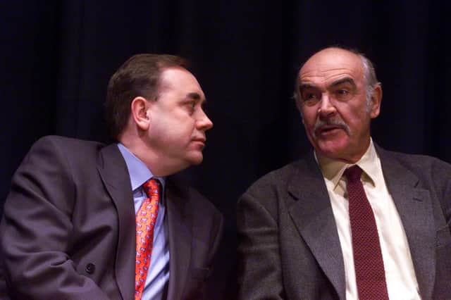 Sean Connery and Alex Salmond at a SNP rally.