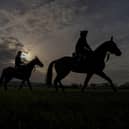 Horses exercise on the gallops at Cheltenham Racecourse ahead of the festival. Picture: Alan Crowhurst/Getty Images