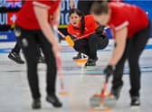 Eve Muirhead delivers a stone during the 2022 Winter Olympics.(AFP via Getty Images)