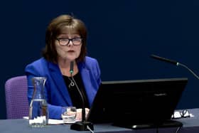 Former Cabinet Secretary for Health and Sport Jeane Freeman giving evidence to the UK Covid-19 Inquiry hearing at the Edinburgh International Conference Centre.