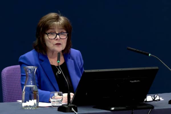 Former Cabinet Secretary for Health and Sport Jeane Freeman giving evidence to the UK Covid-19 Inquiry hearing at the Edinburgh International Conference Centre.