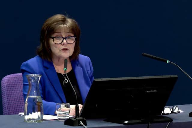 Former Cabinet Secretary for Health and Sport Jeane Freeman giving evidence to the UK Covid-19 Inquiry hearing at the Edinburgh International Conference Centre.