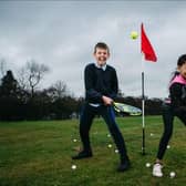 Igor and Heba, both aged 10, from St Philomena's Primary School in Glasgow got their first taste of padel at Lethamhill this week.