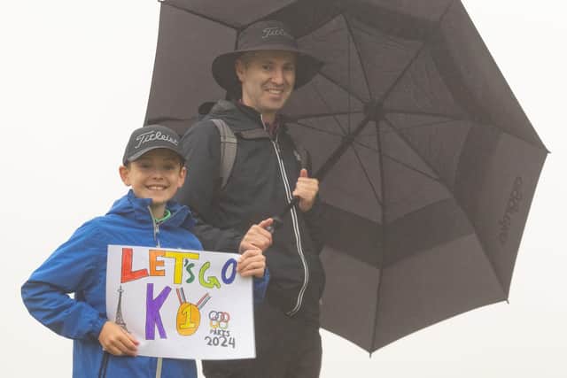 A Lydia Ko fan braved the elements to cheer on the Olympic gold medallist on the Ayrshire coast. Picture: Tristan Jones/LET