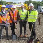 L-R: Barry Stuart, the senior project manager with Midlothian Council; Midlothian Council’s cabinet member for housing, councillor Stuart McKenzie; Cruden commercial director Richard Crowther and Cruden site manager Willie Marshall.