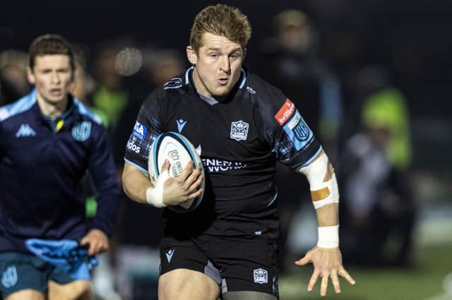Johnny Matthews in action for Glasgow Warriors during the recent BKT United Rugby Championship win over Ulster at Scotstoun Stadium. He scored two tries, including one he ran in from 25 metres. (Photo by Ross MacDonald / SNS Group)