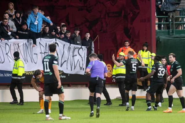 Motherwell fans were displeased with the Hibs star's antics at full-time on Sunday. (Photo by Craig Foy / SNS Group)