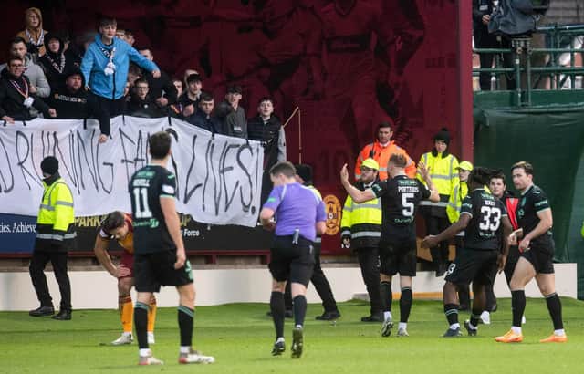 Motherwell fans were displeased with the Hibs star's antics at full-time on Sunday. (Photo by Craig Foy / SNS Group)