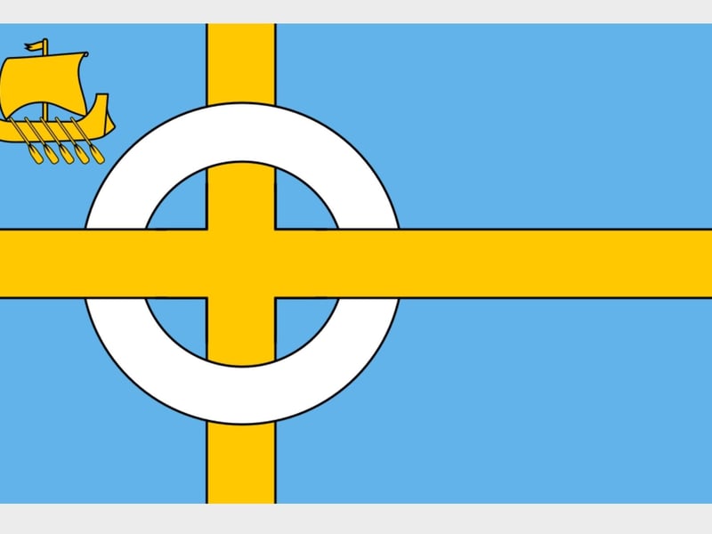 Skye is the largest of the Inner Hebrides and this 2020 flag represents the island’s Viking and Celtic heritage with a birlinn boat with five oars - one for every area of the island.