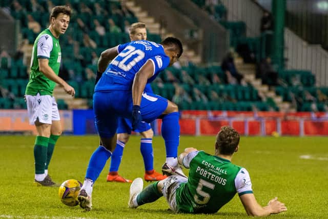 Rangers' Alfredo Morelos was charged with violent conduct for his stamp on Hibs' Ryan Porteous during an ill-tempered clash last season. Photo by Craig Williamson / SNS Group