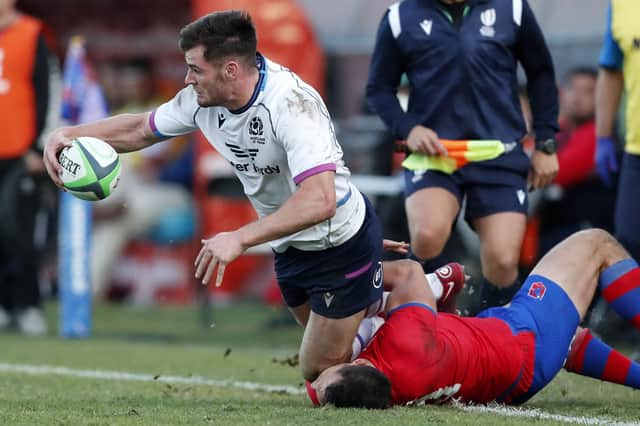 Matt Currie in action for Scotland A against Chile's Pablo Casas in Santiago. (Photo by JAVIER TORRES/AFP via Getty Images)