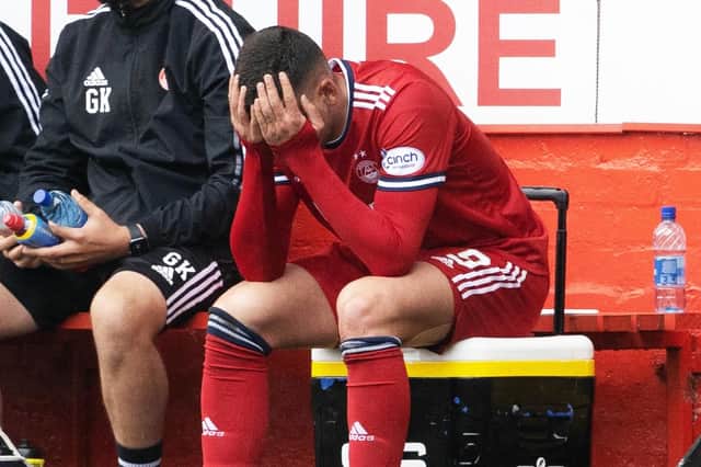 Aberdeen striker Christian Ramirez after being subbed midway through the second-half of the 1-0 win against Dundee (Photo by Alan Harvey / SNS Group)