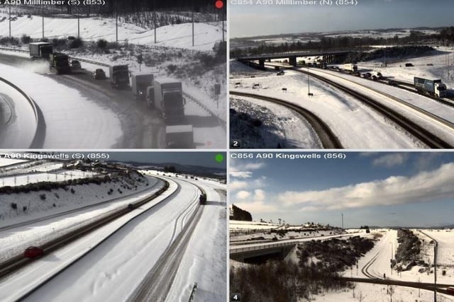 The A90 was reopened after being treated by gritters