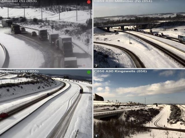 The A90 was reopened after being treated by gritters