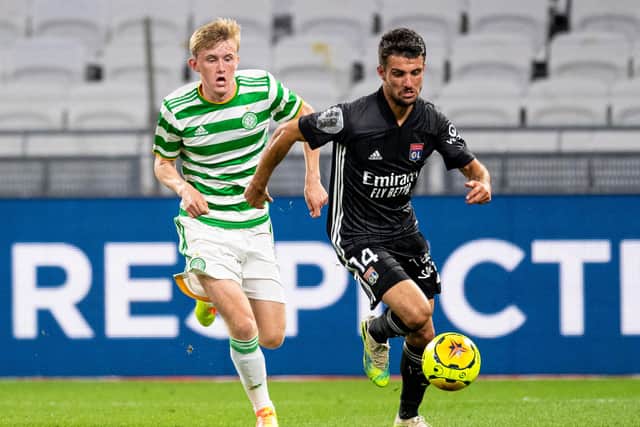 Action from Celtic's friendly against Lyon last summer - as it stands the French side will be the team to avoid for the Parkhead in the third round  of the Champions League qualifiers, should they progress, as seeds, from the second round stage. (SNS Group).