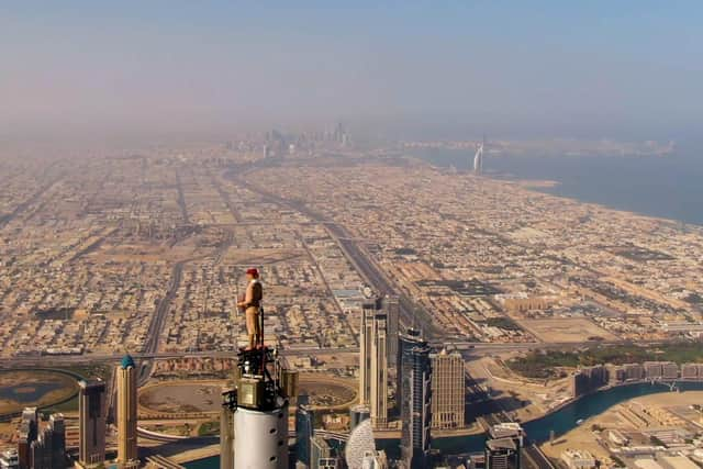 Emirates' new advertisement features an Emirates cabin crew member in full uniform standing tall on the tip of the Burj Khalifa by Emaar. She joins only a handful of individuals who have had the privilege to stand at the pinnacle of the world's tallest building - including Tom Cruise and the Crown Prince of Dubai, H.H Sheikh Hamdan bin Mohammed bin Rashid Al Maktoum.