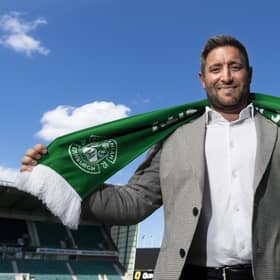 Lee Johnson waves the scarf but there weren't too many ither first-day cliches when he took over at Hibs