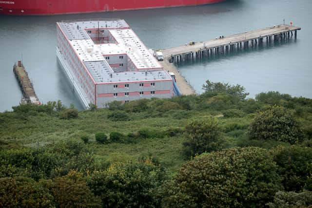 The Home Office plans to accommodated 500 migrants on the Bibby Stockholm barge docked at Portland in Dorset (Picture: Dan Kitwood/Getty Images)